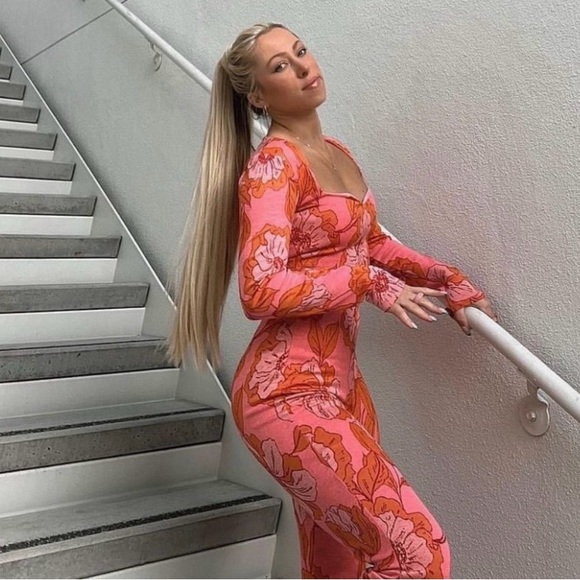 Zara Jacquard Orange & Pink Set - Picture 2 of 6